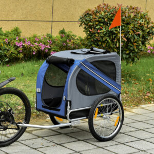 Hundetrailer Cykeltrailer Hundetransporter Hundecykeltrailer Oxfordstof Regnslag Åndbart Blå 130 x 73 x 90 cm