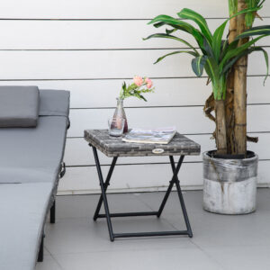 Havebord Polyrattan Foldbart Sofabord Foldbart Bord Metalstel Grå 40x40x40cm