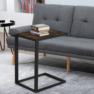 C-formet sidebord sofabord ståbord metal MDF rustik brun 40,6 x 50,8 x 64,2 cm til stue