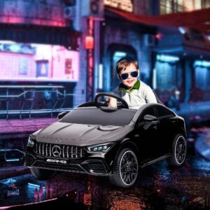 Børne Elbil 12V med Fjernbetjening, Musik, Elbil med Lys, USB/MP3-port, Bakfunktion, op til 5 km/t, til Børn 3-6 År, Sort