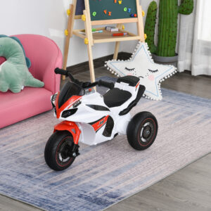 Børnemotorcykelkøretøj med musik til 18-36 måneder, hvid, 74x39x48 cm, stabil og sikker til småbørn