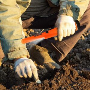 Metaldetektor til voksne, bærbar søger med LED-indikator, spole, vandtæt metalpeger, professionel trådløs metaldetektor, metalpeger til jagt, relikvier orange