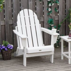 Adirondack havestol foldbar 75x87x93cm, hvid havestol til altan og havemøbler