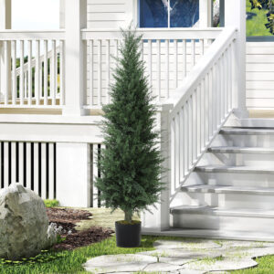 Kunstig Cypres Stor 120 cm Kunstig Plante, Kunstige Planter i Potte, UV-resistent Kunstig Cypres Som Ægte Dekoration til Stue Soveværelse Kontor Balkon