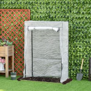 Drivhus med PE-net, dør, vintersikkert stålfilmdrivhus, drivhus til altan, have, tomathus 101 x 50 x 150 cm, tomatdrivhus til tomater, grøntsager, blomster, hvid