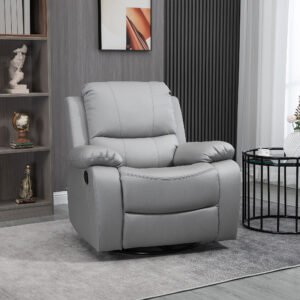 Lænestol, Drejelig TV-stol, 135° Vipbar med Fodstøtte, Polyester, Grå, op til 150 kg, 72x71x60cm, for Komfort og Afslapning