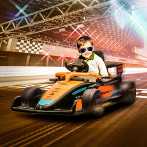 McLaren børnebil, med 2 gear, 2 motorer, fjernbetjening, MP3 USB, affjedring, horn, til 3-5-årige, lasteevne 30 kg, orange