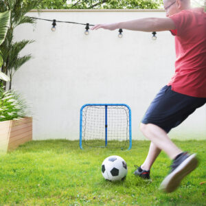 Rebounder til fodbold, foldbar fodboldrebounder 63 x 63 cm justerbar fodboldmålspark til baseball basketball, metal, blå
