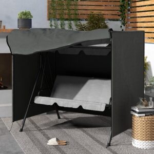 3-personers gyngeovertræk, vandafvisende, vinterbestandigt beskyttelsesovertræk til havegynge, UV-bestandig presenning, overtræk, rivefast 420D Oxford-stof, 177 x 114 x 152 cm, mørkegrå