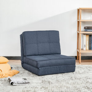 Foldbar Gulvsofa, 5-niveau justerbar klapstol, Enkeltsofa, Mørkeblå, 61x73x58 cm, til fleksibel afslapning