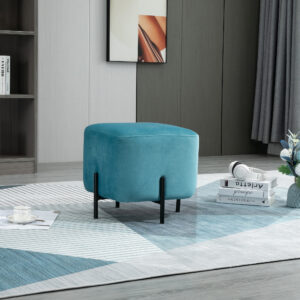 Fodskammel med polstret fodstøtte lavet af polyester og stål, 44,5 x 44,5 x 41,5 cm, turkis, komfortabel og stilfuld til dit hjem