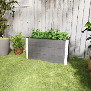 Højbed, vejrbestandig plantekasse lavet af WPC + aluminium, uden bund, grå, 100x50x50cm