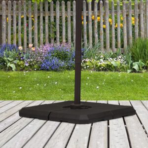 Paraplyvægt, 4-delt paraplyholder, kan fyldes med 80 kg vand eller 120 kg sand, HDPE, sort, 100 x 100 x 9,5 cm