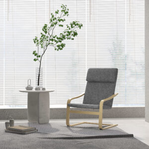 Lænestol med nakkestøtte og nakkestøtte, gyngestol, spisestuestol, linnedlook, mørkegrå, birketræ, 66,5 x 80 x 99 cm, til stue