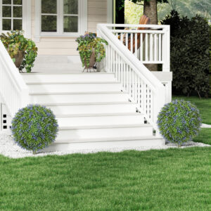 Sæt med 2 kunstige lavendelplanter 60 cm med UV-beskyttelse Kunstig plante som ægte med jordpæle til soveværelse, stue, kontor, have, moderne dekoration