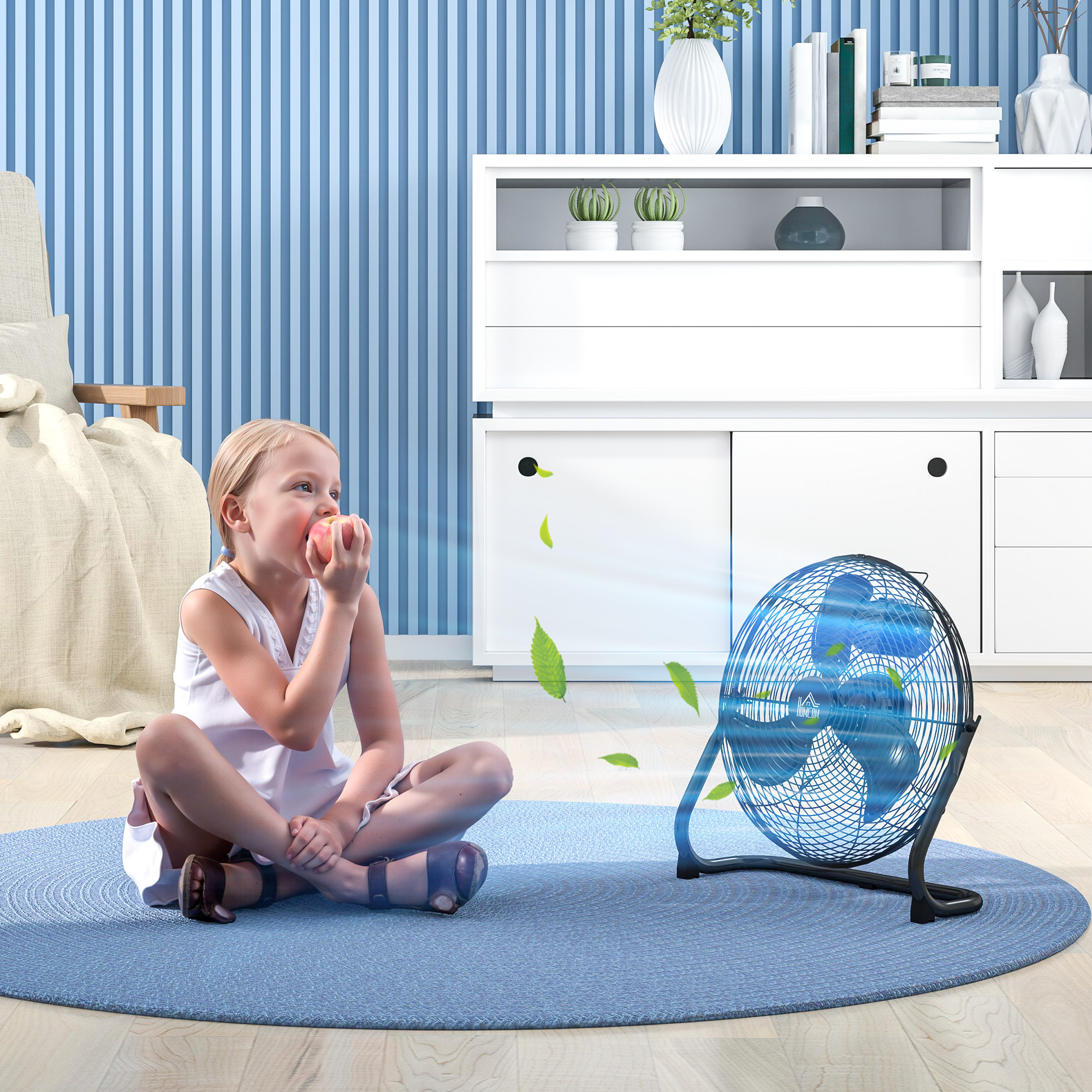 Bordventilator Elektrisk Ventilator med 4 Hastigheder, 120° Justerbar Vinkel til Hjem, Kontor, Soveværelse, Sort