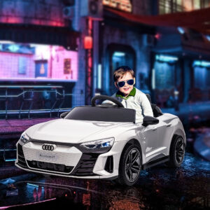 Elbil til børn AUDI RS e-tron GT med fjernbetjening, sikkerhedssele, horn, musik og forlygter, op til 5 km/t, til børn 3-5 år, hvid