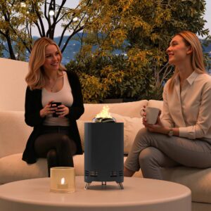 Bålskål Ø16x25cm lavet af rustfrit stål bålsted med ildstang, røgfri bålskåle, bålkurv til have, balkon, terrasse, udendørs grill camping, grå