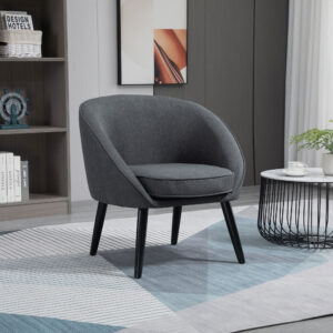 Loungestol Cocktailstol Polstret stol Kontorstol Stuestol Spisestue Moderne med linnedlook Trægrå 71 x 65 x 75 cm