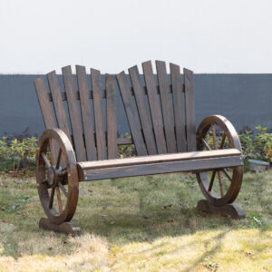 Havebænk med armlæn, siddebænk, havemøbler, rustik bænk, massivt træ, mørkebrun, 108 x 66 x 95 cm