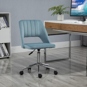 Højdejusterbar Drejestol til Stue & Kontor, Fløjl i Blå, Ergonomisk Kontorstol for Komfort