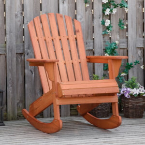 Adirondack havestol gyngestol 77 x 94 x 97 cm, komfortabel havestol til altan og terrasse, naturligt trælook