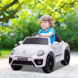 Elbil til Børn 12V med 2.4G fjernbetjening, musik, horn, elbil med LED-lys, USB/MP3-port, 3-5 km/t, til børn 3-5 år, hvid