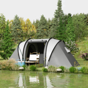 Campingtelt til 4-5 personer, let vandafvisende familietelt med 3 rum, sidedør, vindue, telt med 3000 mm vandsøjle, tunneltelt, kuppeltelt til camping, rejser, have