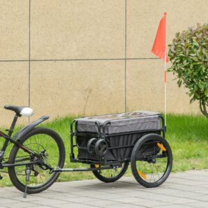 2-i-1 cykelanhænger lastanhænger transportanhænger til cykler med 20-tommer luftdæk 40 kg lasteevne 130 x 64 x 64/103 cm