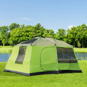 Campingtelt Kuppeltelt Familietelt til 4-8 personer med 2 sovekabiner, L405 x B305 x H225 cm, Ideel til udendørs eventyr