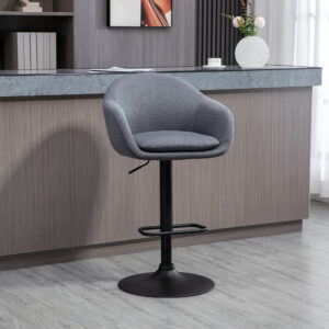 Højdejusterbar barstol med ryglæn og fodstøtte; 110 kg lasteevne, linnedlook, 54 cm x 54 cm x 112 cm, grå