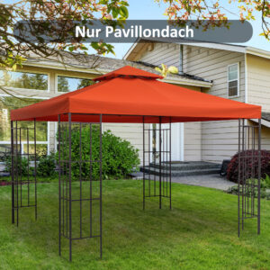 Udskiftningstag til metalpavillon 3x3m havepavillon rustrød polyester, vejrbestandig og holdbar