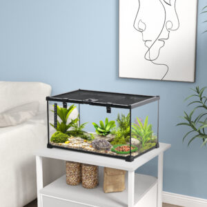 Terrarium til Krybdyr Krybdyrfoderkasse Glasterrarium Padder Spindlere med Termometer Krybdyravlskasse 50 x 30 x 25 cm