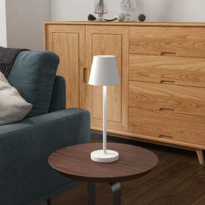 Bordlampe Genopladelig USB Bordlampe med 3 Lysfarver Bærbar Natlampe med Touch Afbryder til Stue Metal Hvid