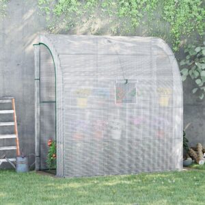 Filmdrivhus tomatdrivhus 200x100x215cm med netvinduer og rulledøre UV-beskyttelse i hvid til planter og have