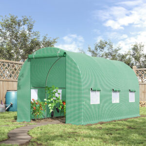 Drivhus med vindue, tomatdrivhus, 445x190x200cm, drivhus, polytunnel til plantedyrkning i haven