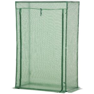 Drivhus med rulleport 100x50x150cm lavet af stål og plastik i grøn til plantepleje og dyrkning
