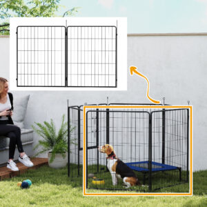 Sæt med 2 Forlængerpaneler til Hundehegn til Udendørs Indhegning, 80 x 100 cm Stålhvalpehegn, til Små til Store Hunde, Sort