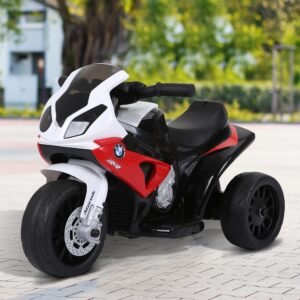 BMW S1000RR Licenseret Elektrisk Trehjulet Børnemotorcykel med Batteri, Børnekøretøj, Stål, Rød, 66x37x44 cm