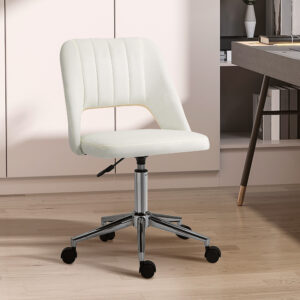 Drejestol Beige, Højdejusterbar Kontorstol til Stue & Skrivebord, Kompakt, Ergonomisk & Moderne