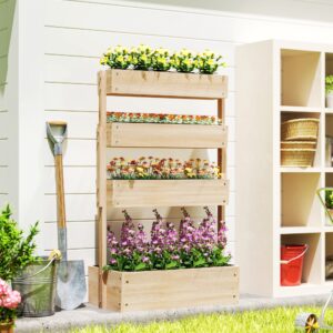 Hævet træbed, 4-niveau plantebed med drænhuller, kold ramme, havebed, plantekasse, 88,5 x 45 x 140 cm, grøntsagsbed til haven, balkon, plantekasse til blomster, planter, frugt, grøntsager