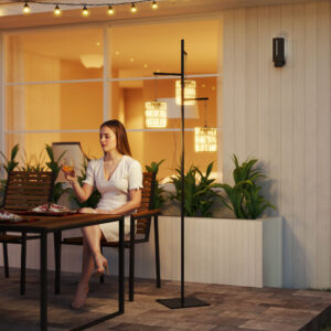 Solcellegulvlampe, solcellelamper i rotting med lyssensor, 3 lys, automatisk solcellelampe i boho-stil, IP44 vandtæt, solcellelampe, udendørslampe, solcellelanterne til have, balkon, udendørs græsplæne