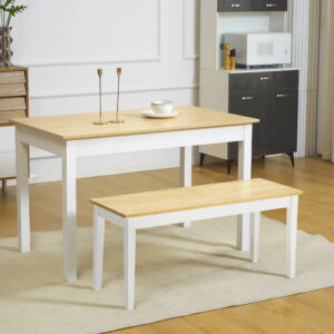 2-personers bænk, op til 220 kg lasteevne, lavet af fyrretræ i hvid, spisebordsbænk, køkkenbordsbænk, stuebænk, 102 x 36 x 45 cm