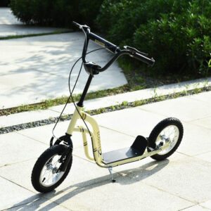 Børnescooter fra 5 år, City Scooter med 12-tommer luftdæk og gummisparkbræt for sikker køreglæde