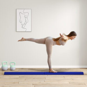 236 cm foldbar balancebom, bærbar gymnastikbom, skridsikker balancebom, gymnastik- og balancebom op til 80 kg, til børn fra 3 år, indendørs og udendørs, blå