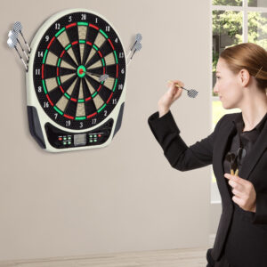 Elektronisk Dartskive med LCD-display, 6 pile, 24 pilhoveder, 18 spil, 159 slagmuligheder, til 8 spillere