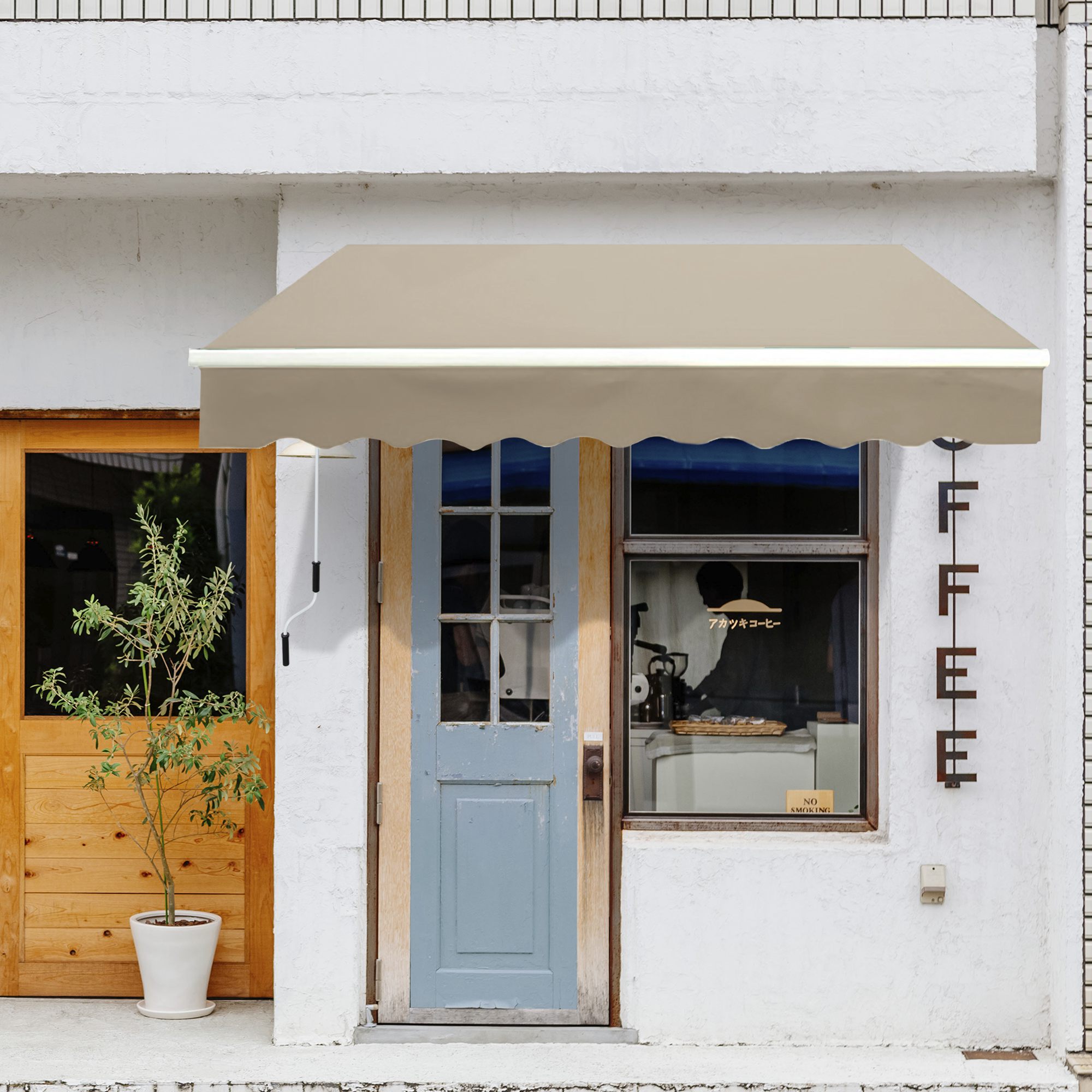Aluminium leddelt markise 3,95m solbeskyttelse beige til altan og terrasse