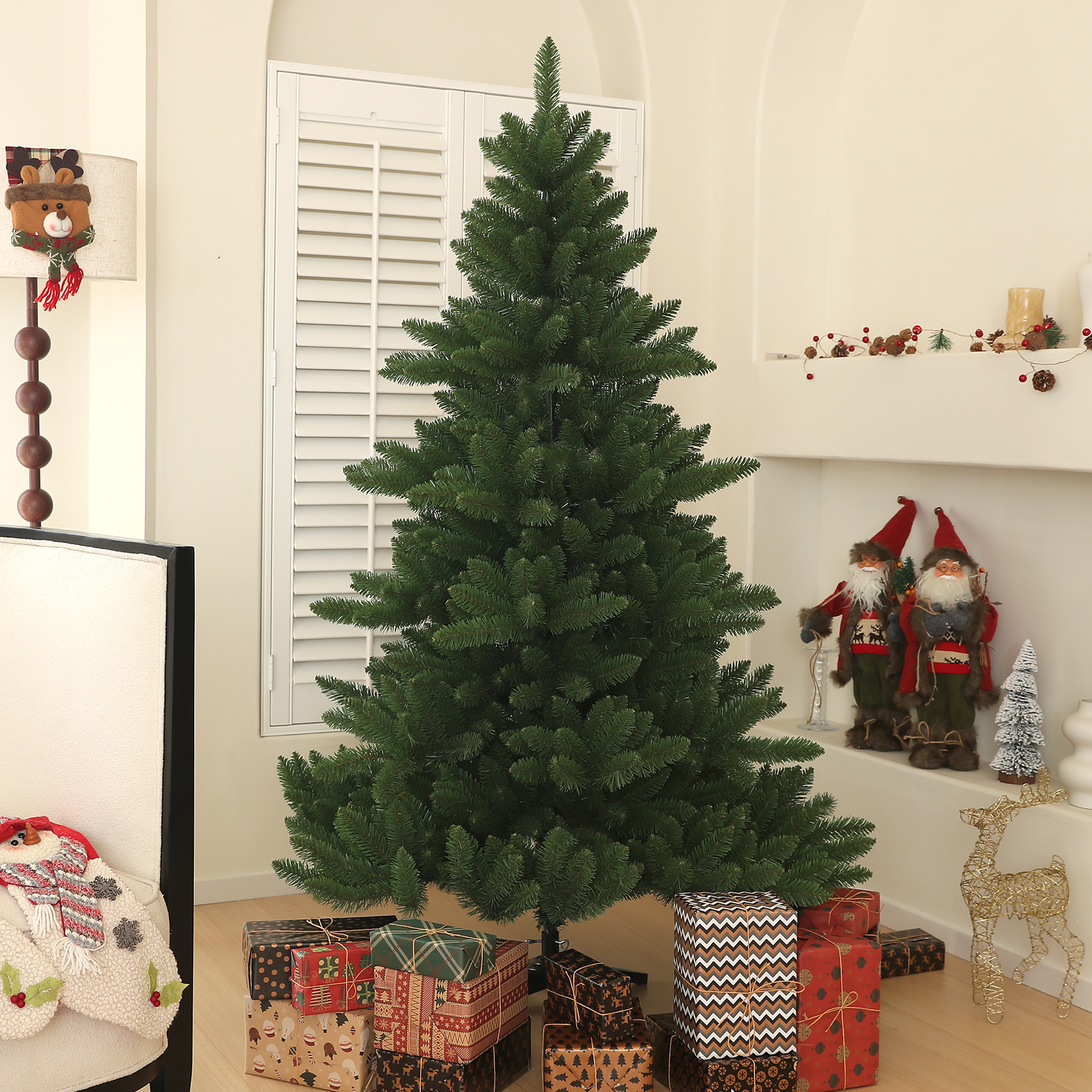 Kunstigt Juletræ, 180 cm Juletræ med 880 Spidser, Sammenklappelig Stålfod, Flammehæmmende, Til Juledekoration, Indendørs, Grøn