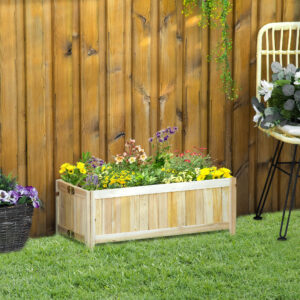 Højbed, foldbar plantekasse 70x30x25cm til haveterrasse, altan, lavet af naturligt fyrretræ