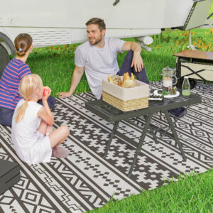 Campingbord, højdejusterbart klapbord med metalgitter, foldbart havebord af aluminium, letvægts, multifunktionelt bord, sidebord til have, balkon, camping, 90 x 40,5 cm, sort